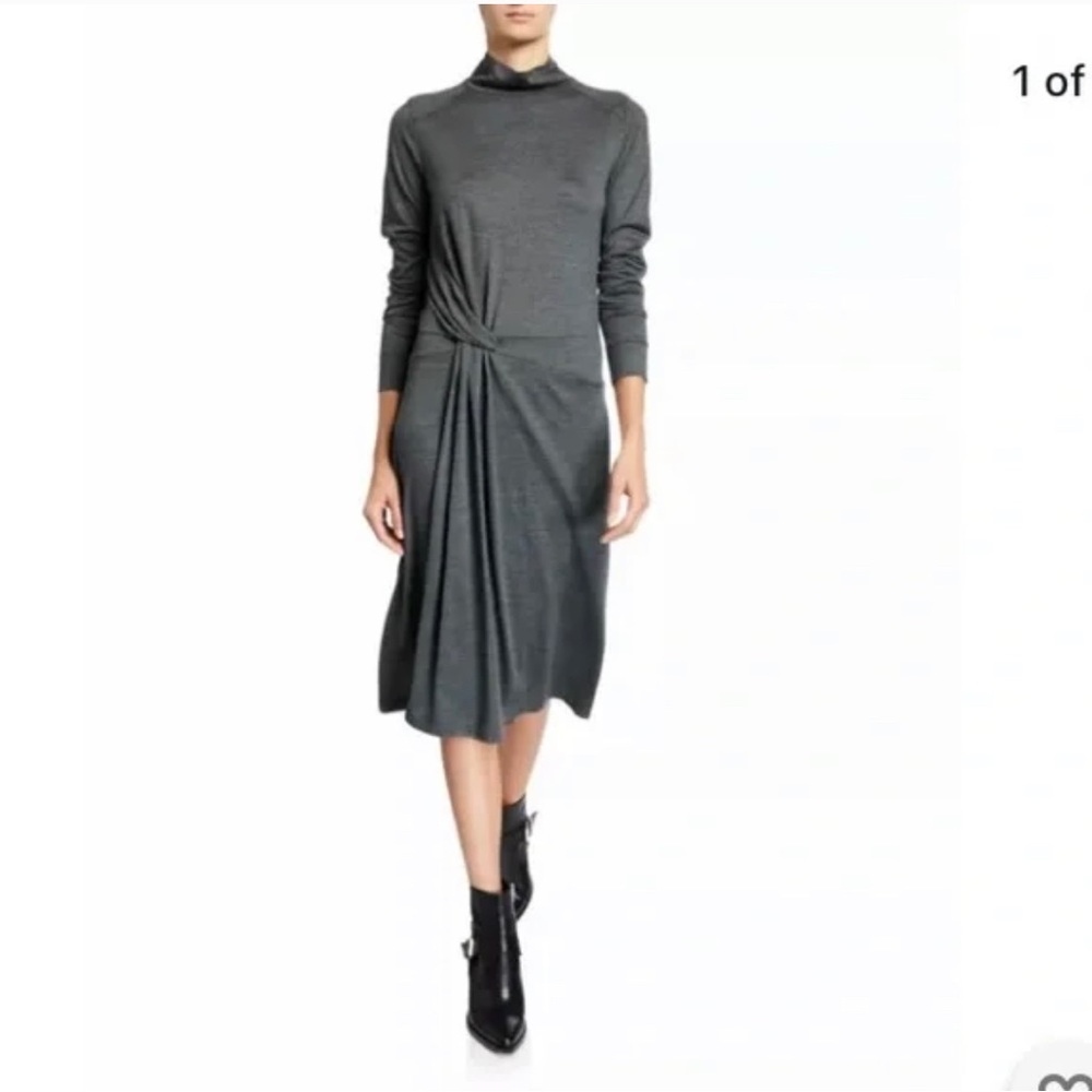 Rag & Bone Draped Shaw Charcoal Gray Midi Dress Size Medium